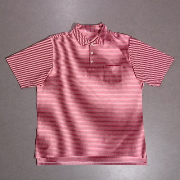 B Draddy Performance Stretch Red Striped Pima Short Sleeve Golf Polo Shirt XL - Picture 1 of 7